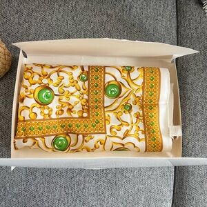 Oscar de la Renta Volupté Silk Scarf with Gold Accents